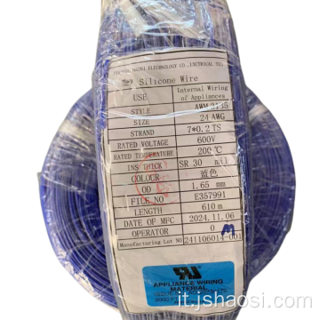 Anti-acid UL3135 24# Filo elettrico in silicone blu
